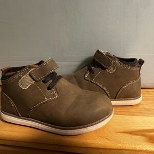 Crown Vintage Brown Kids Dress Shoes with Velcro